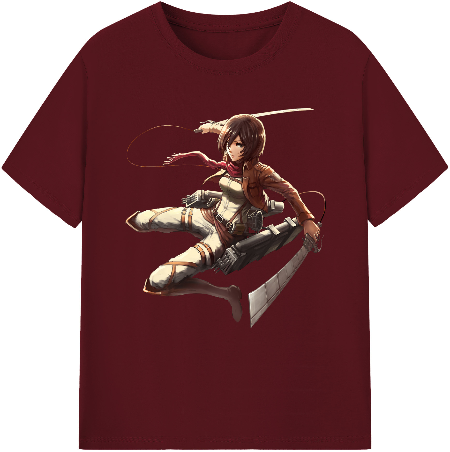 （画像用） 進撃の巨人 ミカサ·アッカーマン Attack on Titan Mikasa Ackerman 綿100％半袖Tシャツ（フロントプリント）